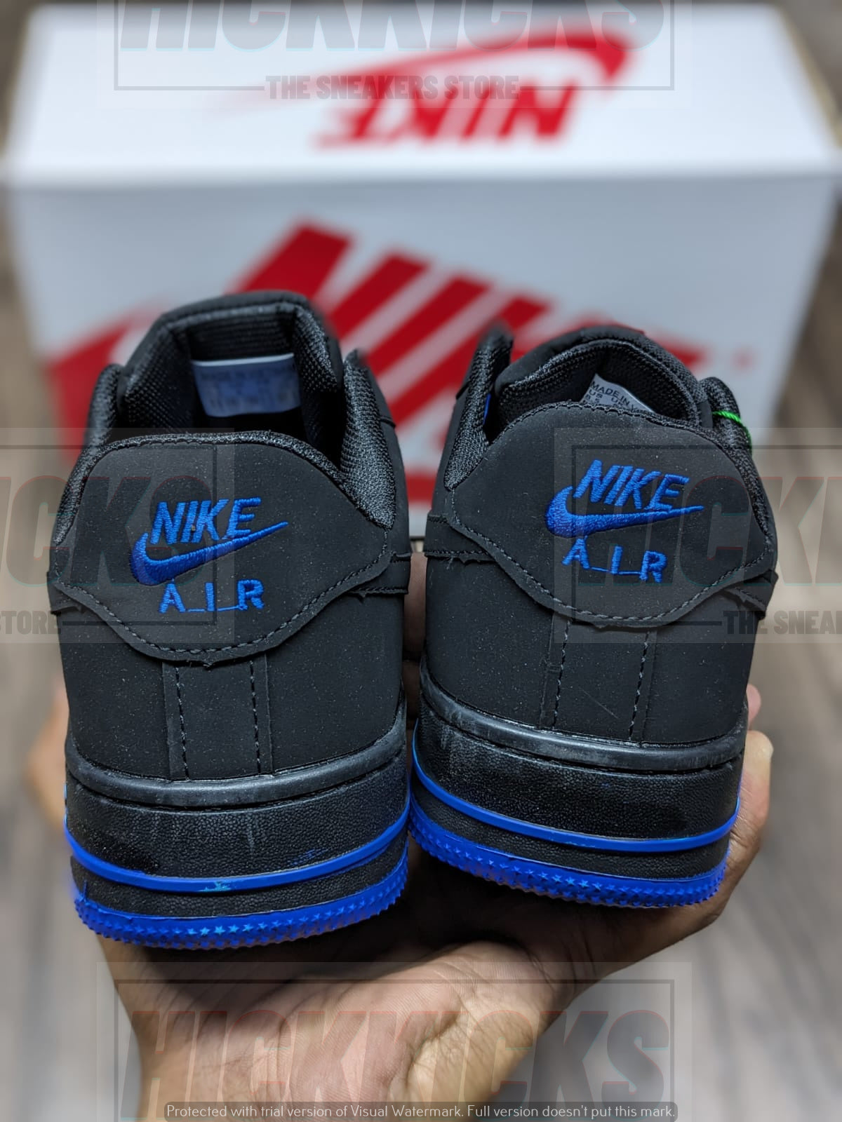 Nike Air Force 1 Velvet Black Blue Top Batch