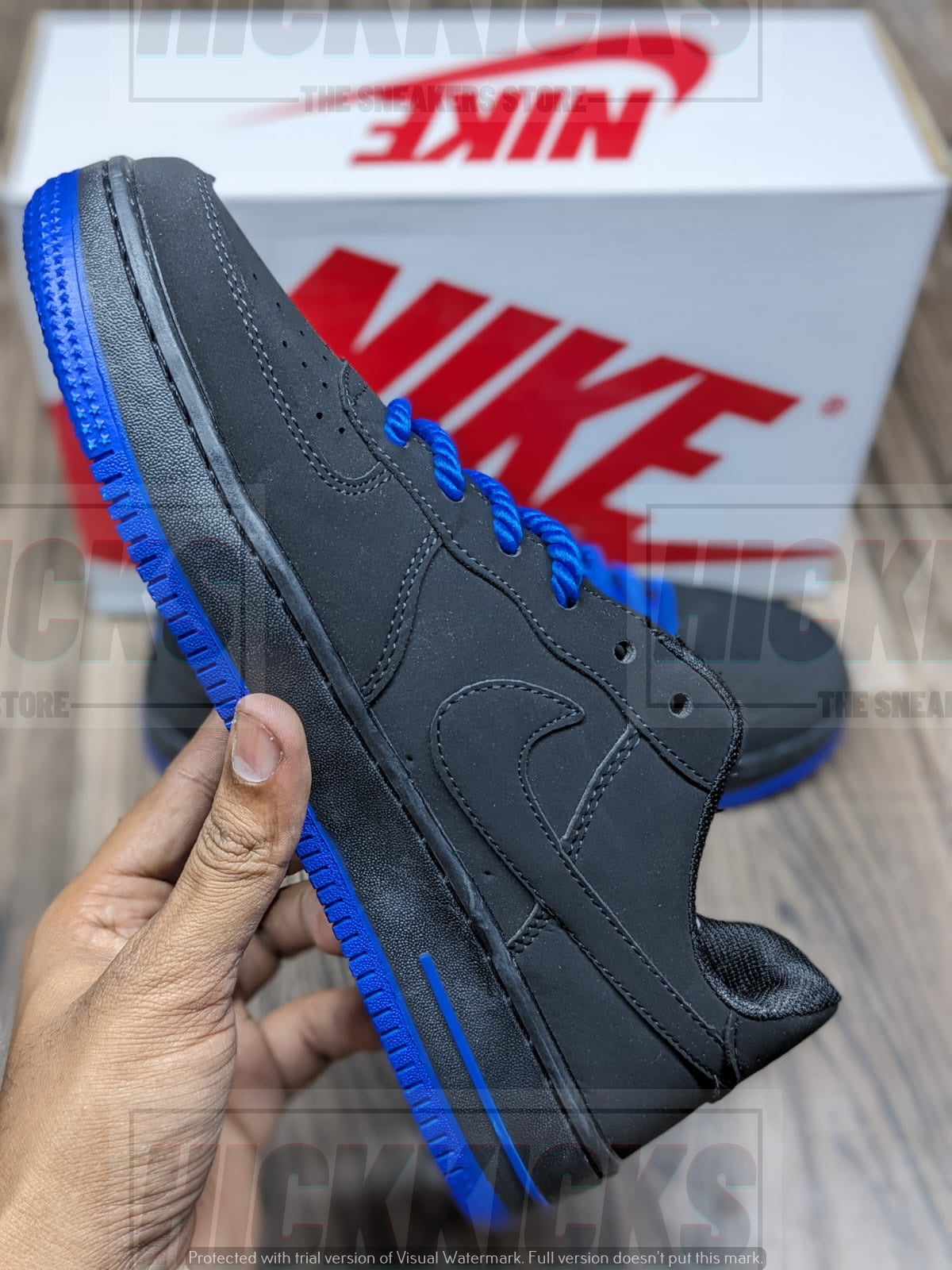 Nike Air Force 1 Velvet Black Blue Top Batch